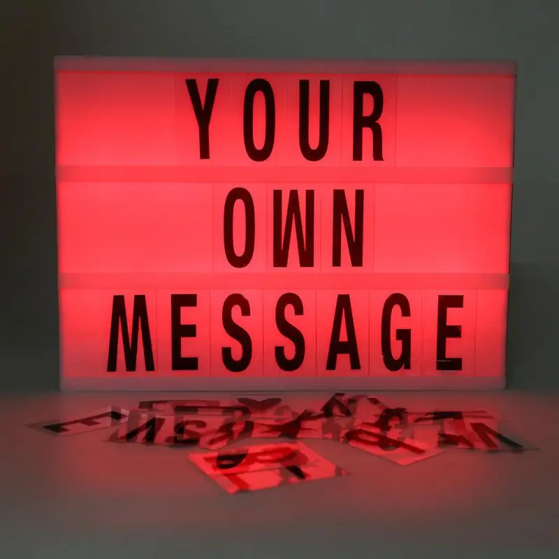 

A4 Size Light Box Letters Combination LED Red Light Box Publicidad Advertising Message Board for Home Weldding Party Decoration