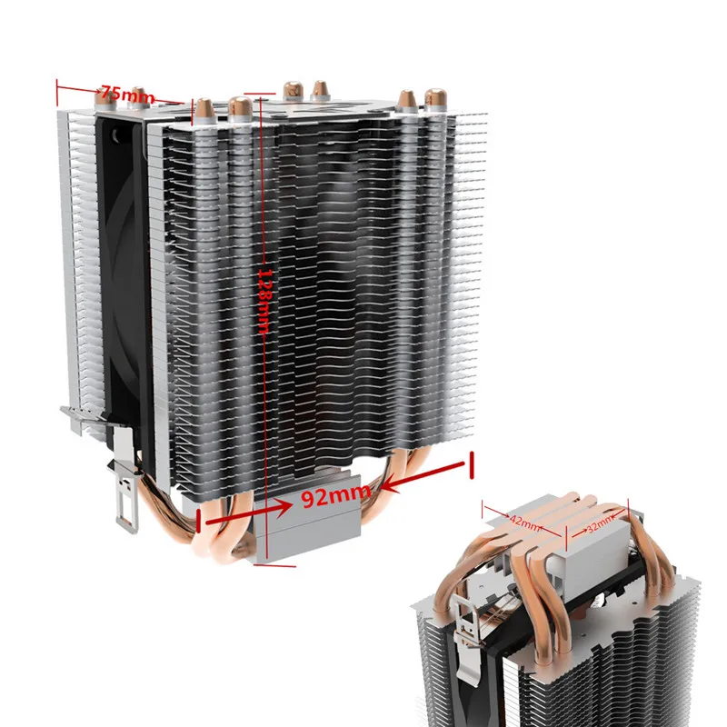 New CPU Heat Sinks LED Dual Cooling Fan CPU Cooler Heatsink Silent