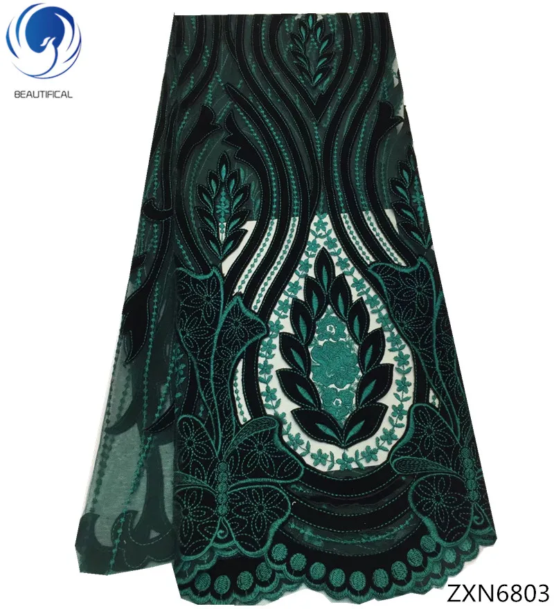 

Beautifical velvet lace fabrics high quality african lace fabrics french tulle lace fabrics for women 5yards/lot ZXN68