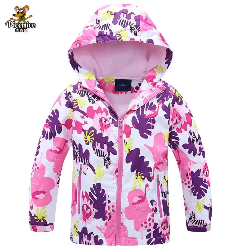 

Girls Windbreaker Jacket For Child Clothing 2019 Brand Flower Polar Fleece Girls Outerwear Coat Spring Autumn 3-12T Kids Jackets