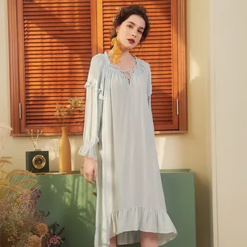 

Home Dress Cotton Clothing Women Nightgowns Sleepshirts Spring Dresses Princess Sweet Woman Nightwear Homewear