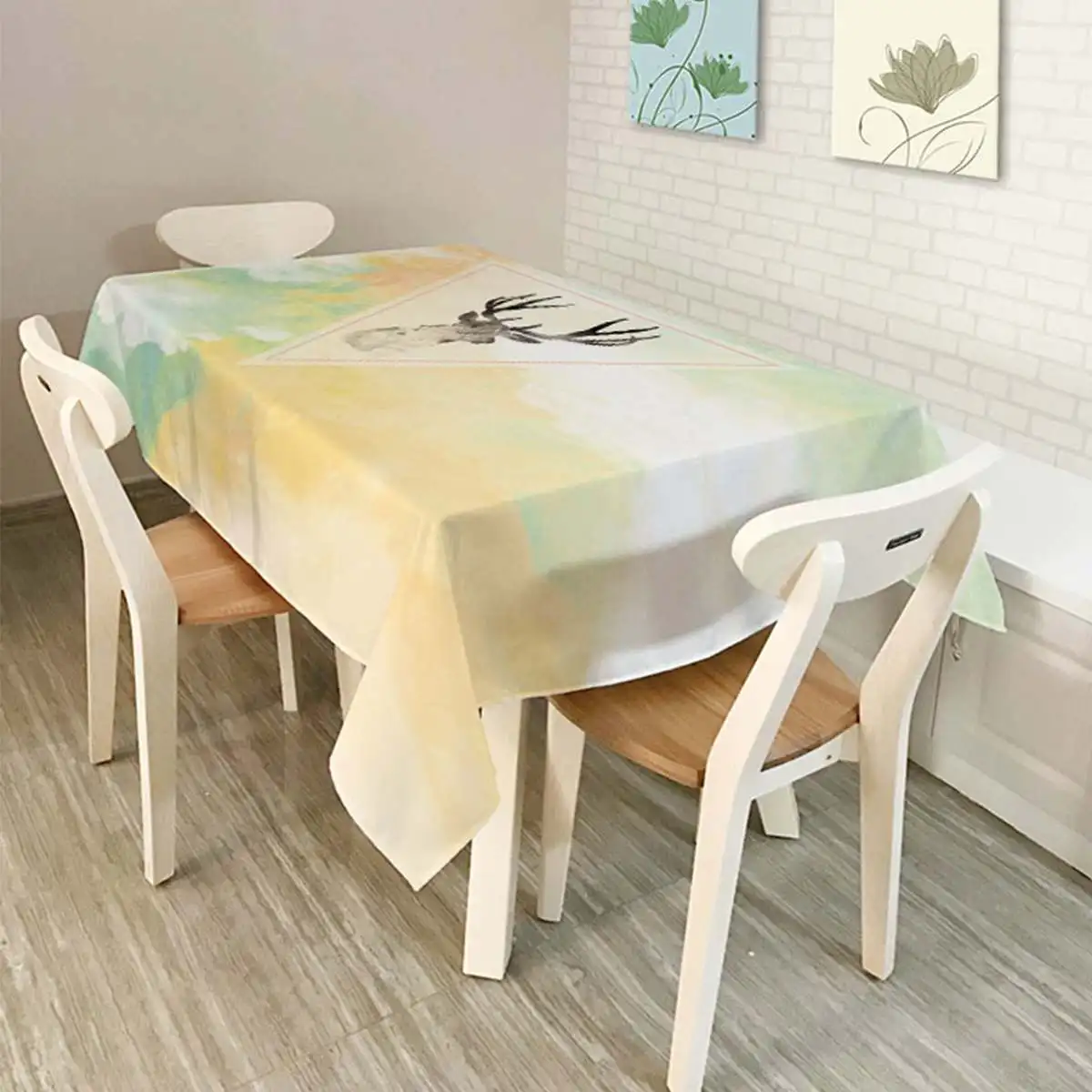 140*180 سنتيمتر القطن الكتان طباعة الأخضر يترك النباتات اليدوية سماط غطاء مفرش طاولة للمنزل القطن