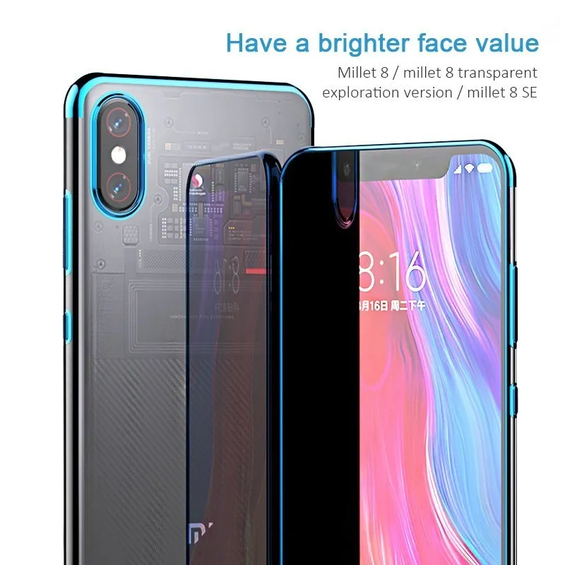 Роскошный брендовый чехол для Xiaomi Mi 9 Se 8 Прозрачный бампер из ТПУ силиконовый с