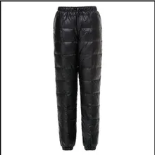 40 C мужские зимние размера плюс 5XL сверхлегкие пуховые брюки для улицы водонепроницаемые ветрозащитные лыжные походные брюки с высокой талией