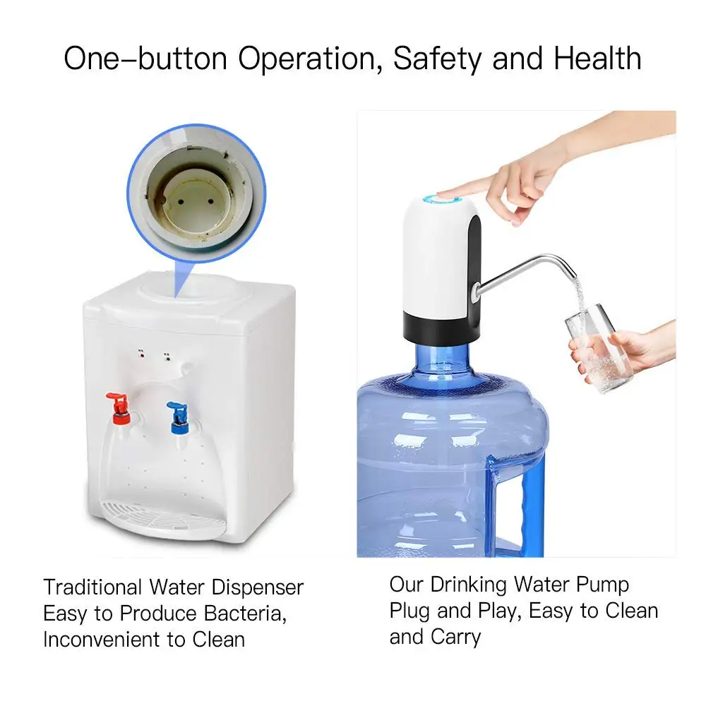 HOME-Water Bottle Pump, USB Charging Automatic Drinking Water Pump Portable Electric Water Dispenser Water Bottle Switch for U