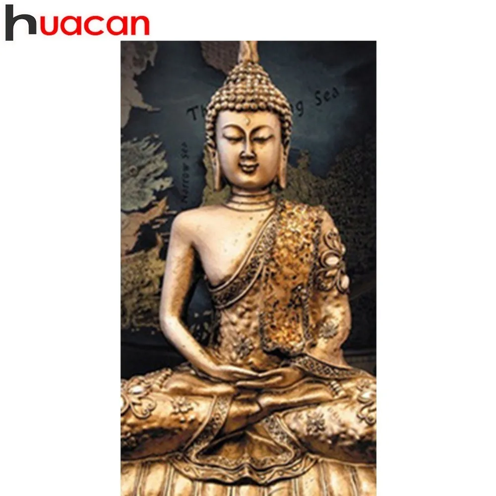 

HUACAN 5D Diy Full Square Diamond Embroidery Mosaic Buddha Rhinestone Religion Portrait Diamond Painting Home Decor Gift