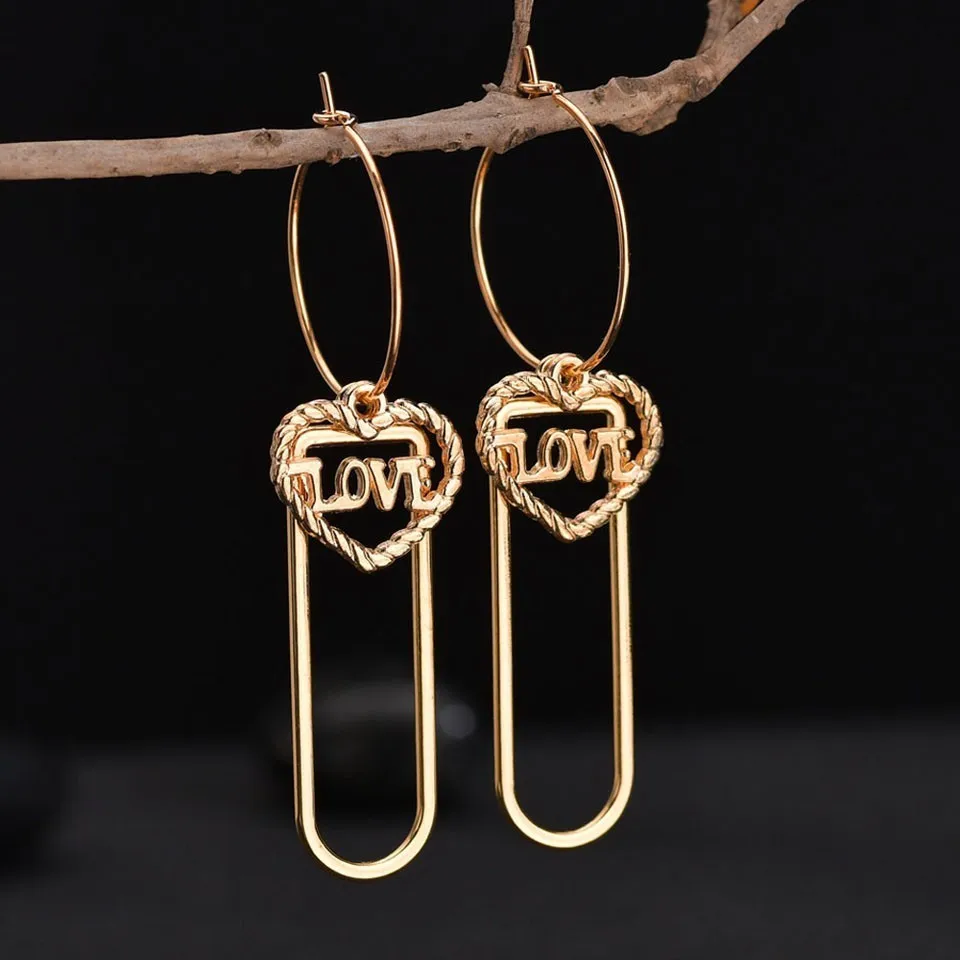 

X-NO BUY Trendy Long Drop Earrings Romantic Love Heart Shaped Female Trendy Jewelry For Women Drop Earings Wedding Jewelry