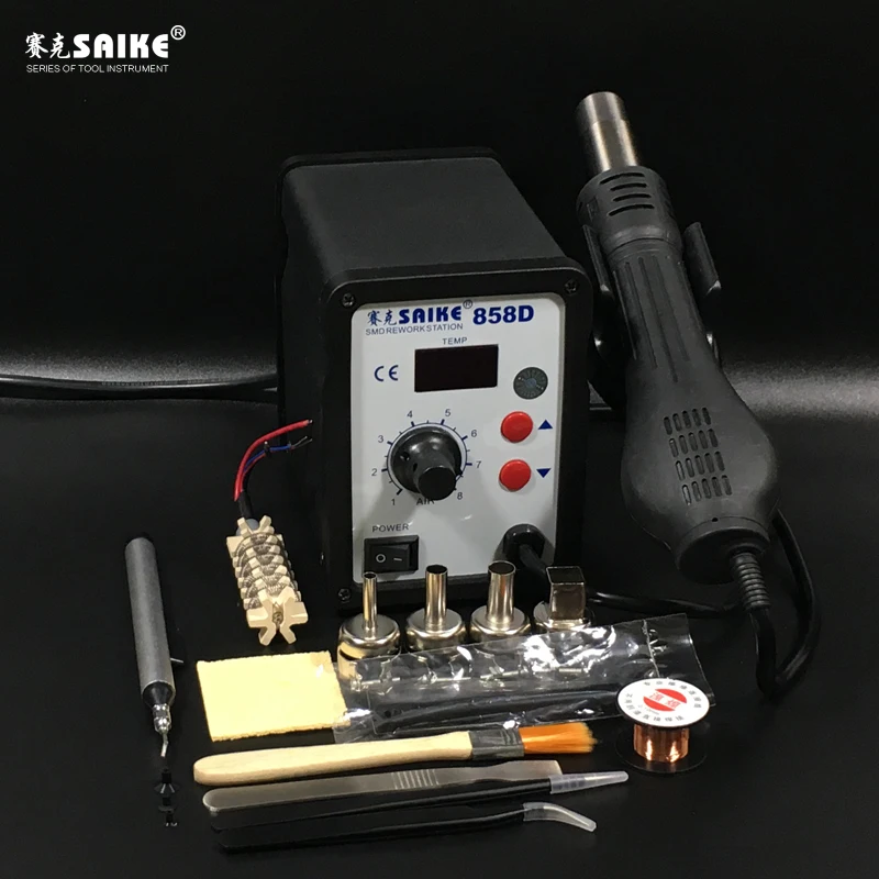 Пистолет горячего воздуха SAIKE 858D 650 Вт BGA паяльная станция для ремонта нагрев 220