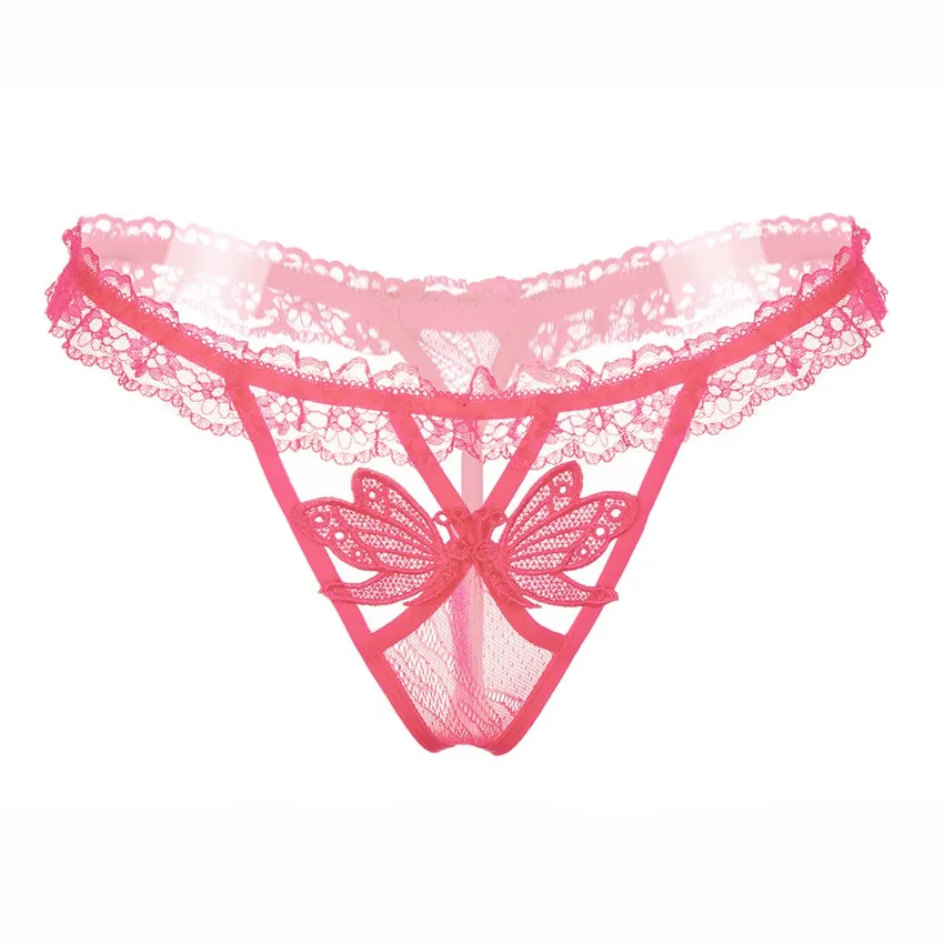 Женские сексуальные кружевные трусики стринги G String с вышивкой бабочки нижнее