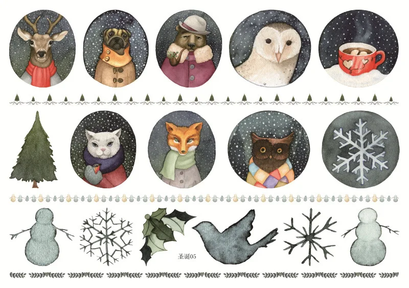 Kawaii Christmas Decoration DIY Stickers, Photo Album Scrapbook Paper Sticker, Journal Notebook Custom Crafts