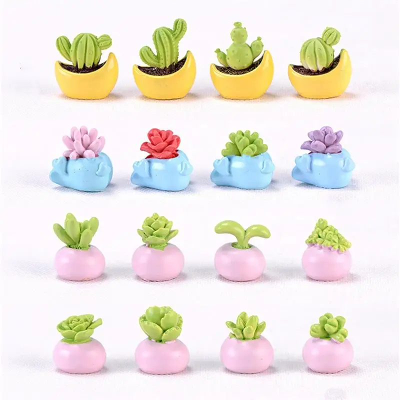 

3 Color Cactus Fleshy Mini Potted Figurines Miniatures Furniture Bonsai Home Decoration Micro Doll House Ornaments