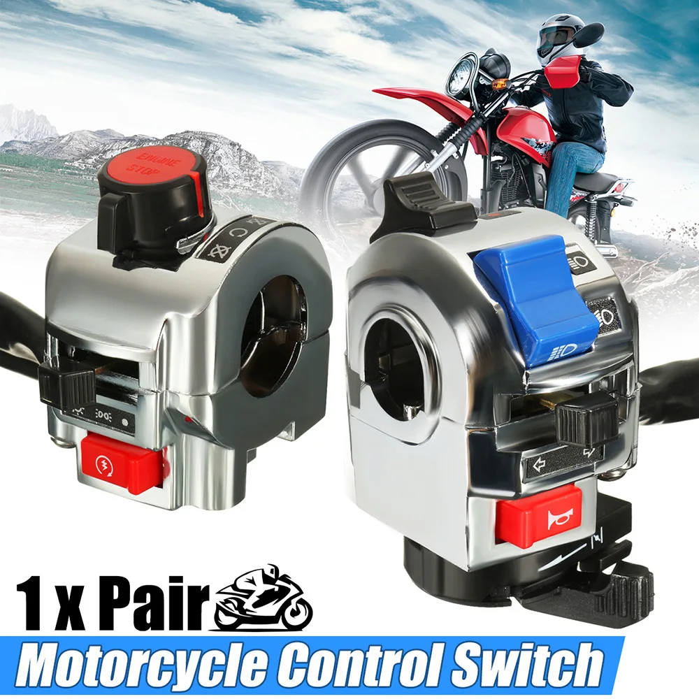 

2Pcs Motorcycle 22mm 7/8" Handlebar Control Horn Turn Signal Light Engine Start Switch Car Accessories