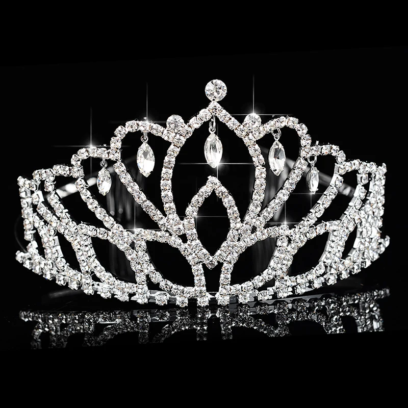 

Bridal Hair Jewelry Crown Bride Tiara Flowers Bride Accessories Gold Silver Austrian Clear Crystal Diadem Wedding Head Crowns