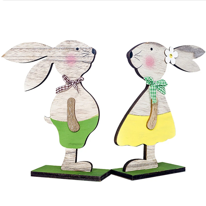 

Nordic Style Easter Wooden Rabbit Ornaments Children Room Decoration Wood Craft Kids Safe Natural Toys Gifts Photography Props B