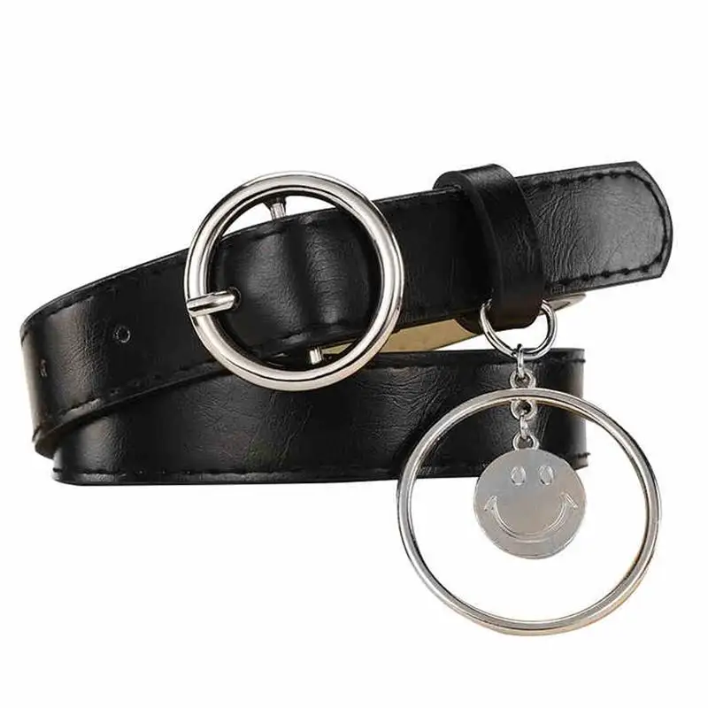 

Ladies Leather Waist Belt Fashion Wild Women Jeans Dress Decorative Skinny Belt Round Buckle Solid Color Simple Casual Thin Belt