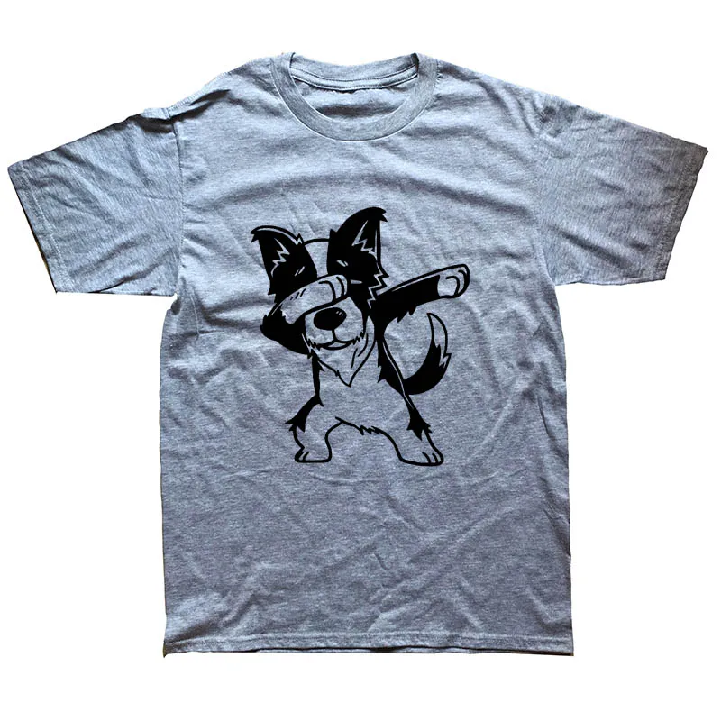 

Man T Shirts Funny Dabbing Border Collie Dog Graphic Short Sleeves Tees Crewneck Tops Cotton Summer Style T-Shirt