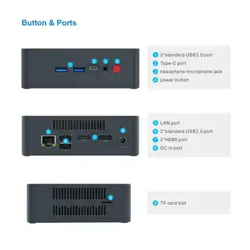 Beelink U55 Mini Pc Intel Core I3-5005U Processor(Intel Hd Graphics 5500), Ddr3L 8Gb Ram/256Gb Ssd/Diy Hdd 1000Mbps Lan 2.4/5.