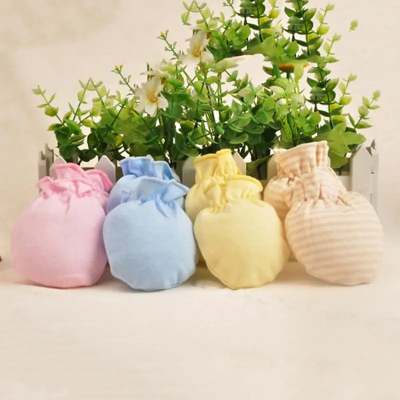 

1 Pair Of Thin Type Newborn Baby Infant Soft Cotton Handguard Anti-scratch Anti-biting Products Gloves