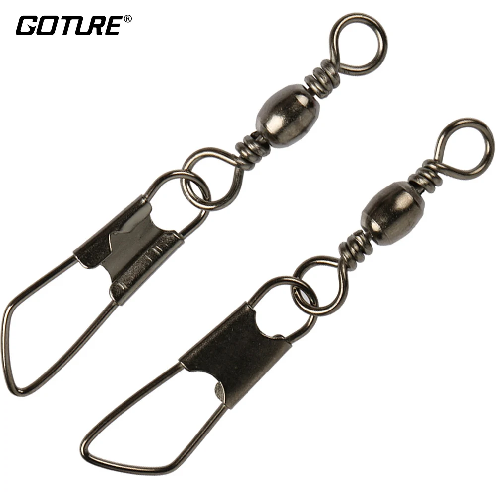 

200pcs/lot Barrel Swivel with Safety Snap Size 10, 8, 4 Fishing Connector Hooks Terminal Fishing Tackle Box