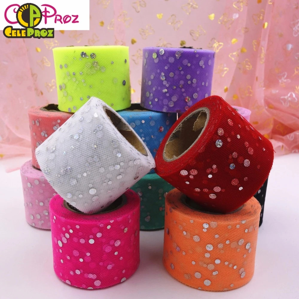 

5CM Glitter Sequin Tulle Mesh Ribbon 25Yards DIY Hair Clip Headwear Crafts Material Wedding Birthday Party Decoration supplies