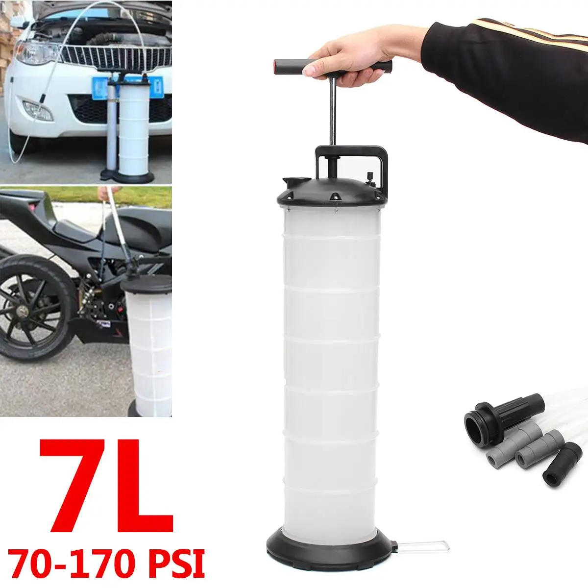 7L Manual Vacuum Oil Fluid Extractor Pump Oil Liquid Changer Container