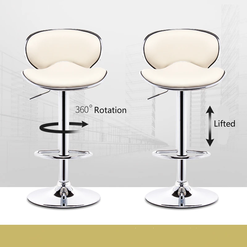 Bar Chair with Backrest Modern Simple Lifted Rotated Multi-function Bar Stool Household PU Seat Front Desk High Stool
