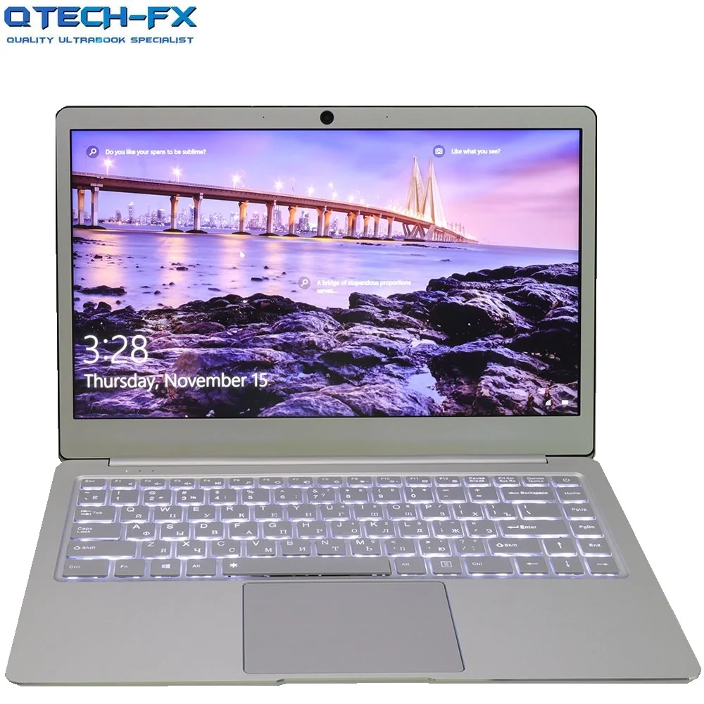 Metal Ultrabook SSD 256GB 64GB 512G IPS CPU Intel Windows10 Student Office Laptop Arabic French Spanish Russian Keyboard Backlit