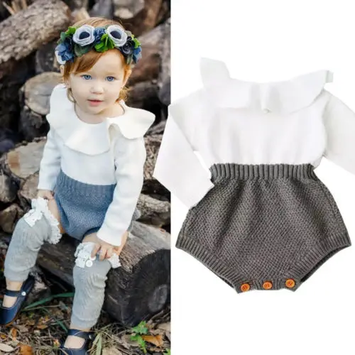 

Newborn Infant Baby Girls Wool Knitted Romper O-neck Tops Cotton Casual Solid Romper Sweater Shorts Outfits Set Clothes Pudcoco