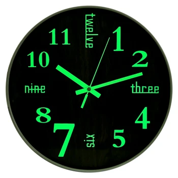 

30cm Creative Noctilucence Clock Silent Wall Clock for Home Living Room Decor - Imitation Wood Grain Digital Type