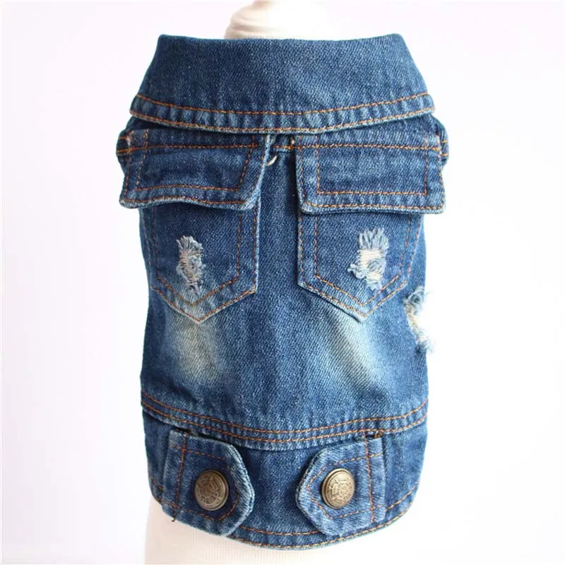 

Double Pocket Designer Dog Clothes For Small Dogs Denim Jacket For French Bulldog Chihuahua Outfit Pug Coat Jean Ropa Para Perro