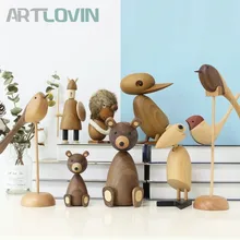 Nordic Stil Danmark Holz Tier Figuren Holz Bär/Hund/Vogel/Affe Figuren Wohnkultur Ornamente Handwerk Junge sammeln & Seltenes