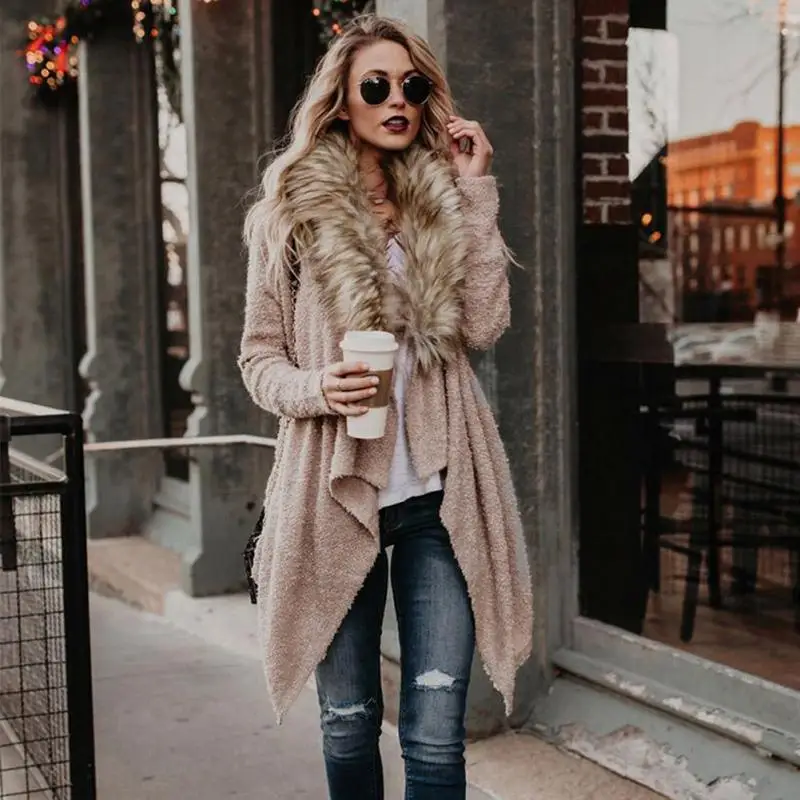 

Fashion Autumn long faux fur coat women Thicken Winter fake fur streetwear pink black coat female Streetwear Cardigan outerwear