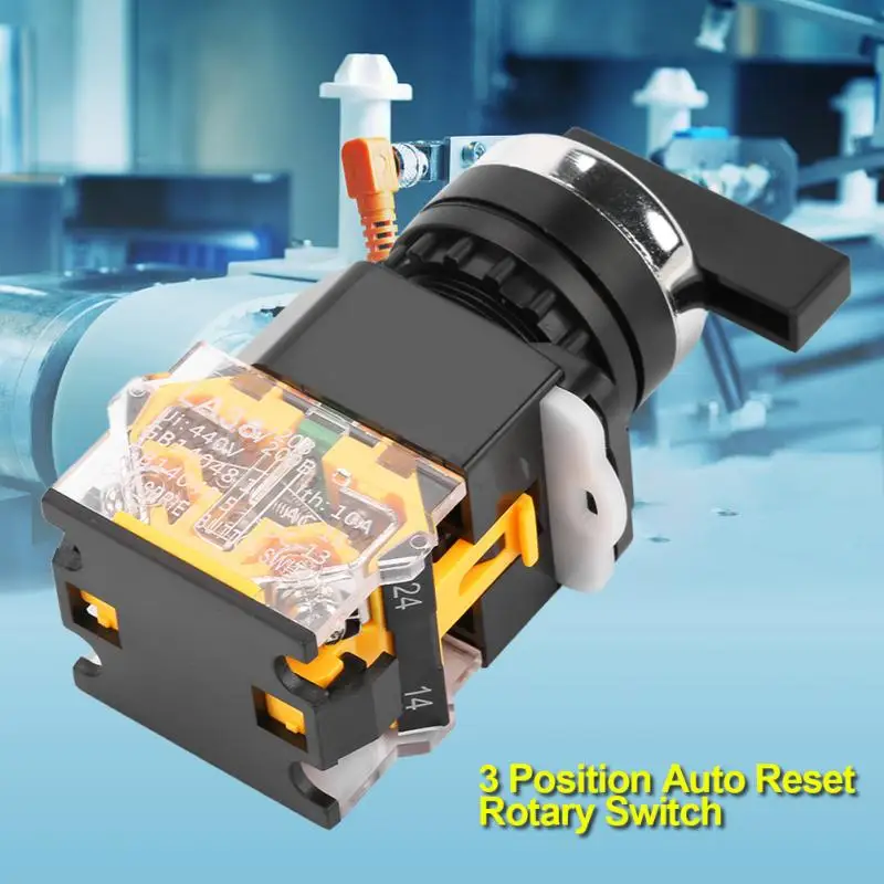 22mm 3 Position Momentary Rotary Switch Auto Reset Selector Rotary