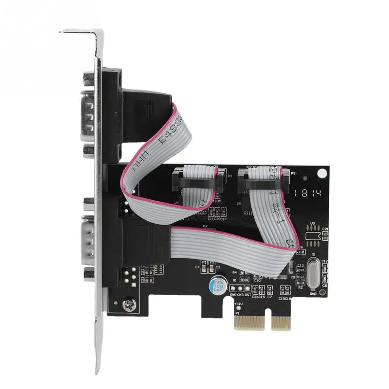 PCI E к RS232 2 портовый последовательный порт конвертер Экспресс контроллер адаптер
