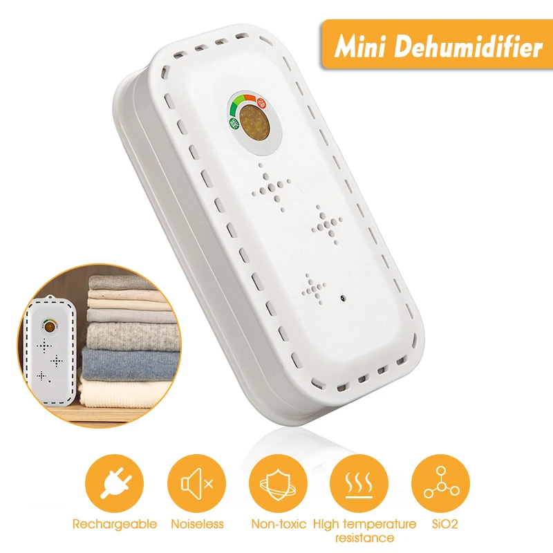 

MIni Portable Dehumidifier Rechargeable Cordless Absorbing Moisture Air Dryer Machine for Home Wardrobe Bedroom Bathroom
