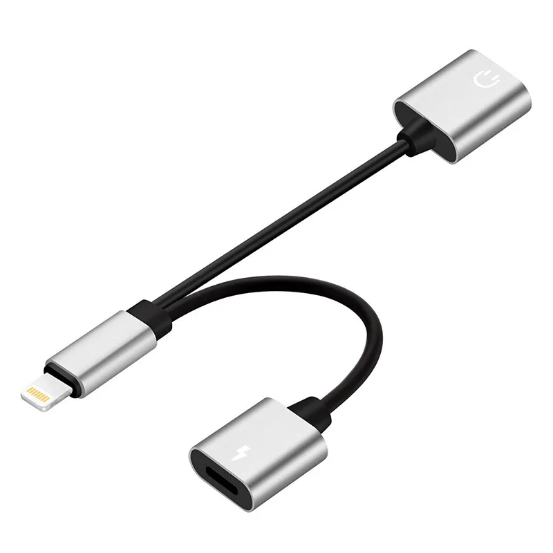 

Lism Headset Transfer Double Line Lightning Change 3.5mm Audio Frequency Transfer Head Two-in-one Headset Transformation Line