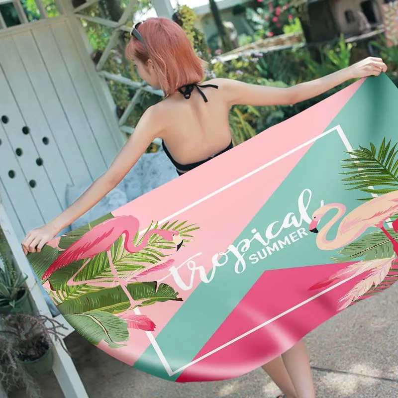 

3D Printed Flamingo Microfiber rectangle Beach Towel for Adults Child Summer Toalla Yoga Mat T489