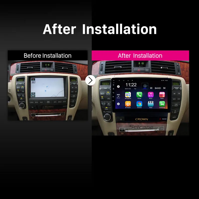 Sale Seicane 9" Android 8.1 1+16G 8-Core GPS Car Radio For 2010 2011 2012 2013 2014 Toyota old crown Head Unit Multimedia Player 5