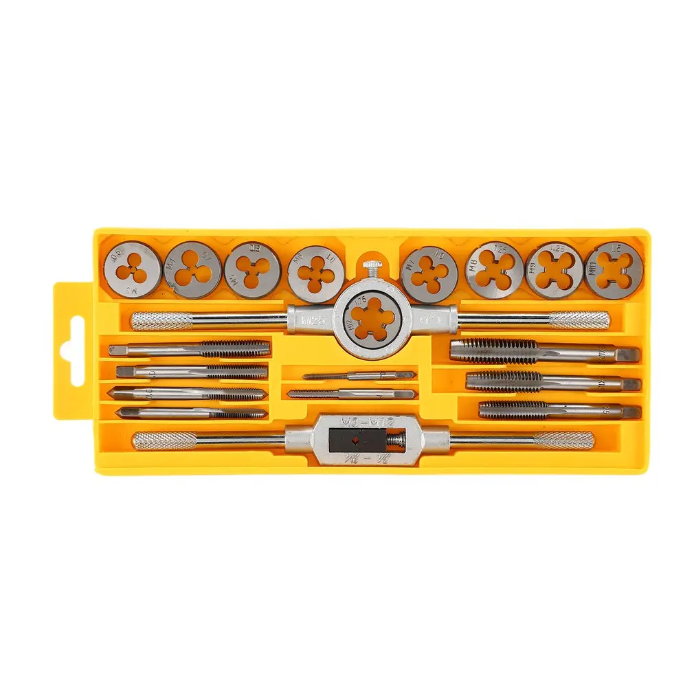 

SHE.K 20PCS Alloy Steel Tap & Die Set Small Tap Twisted Hand Tools 1/16-1/2 Inch NC Screw Thread Plugs Taps Hand Screw Taps