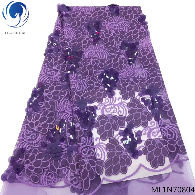 

Beautifical french tulle lace fabric with sequins 2019 high qaulity lace fabrics for women african shiny lace 5yards/lot ML1N709