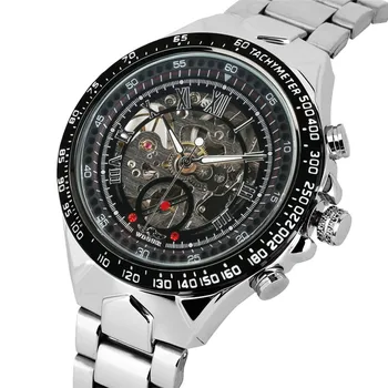 

Mens Automatic Mechanical Watches Stainless Steel Band Mechanics Self Winding Watches Wristwatches Business Clock