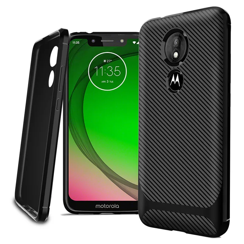 Чехол из углеродного волокна для Moto Z4 Play G7 Plus мягкий ударопрочный чехол ТПУ с