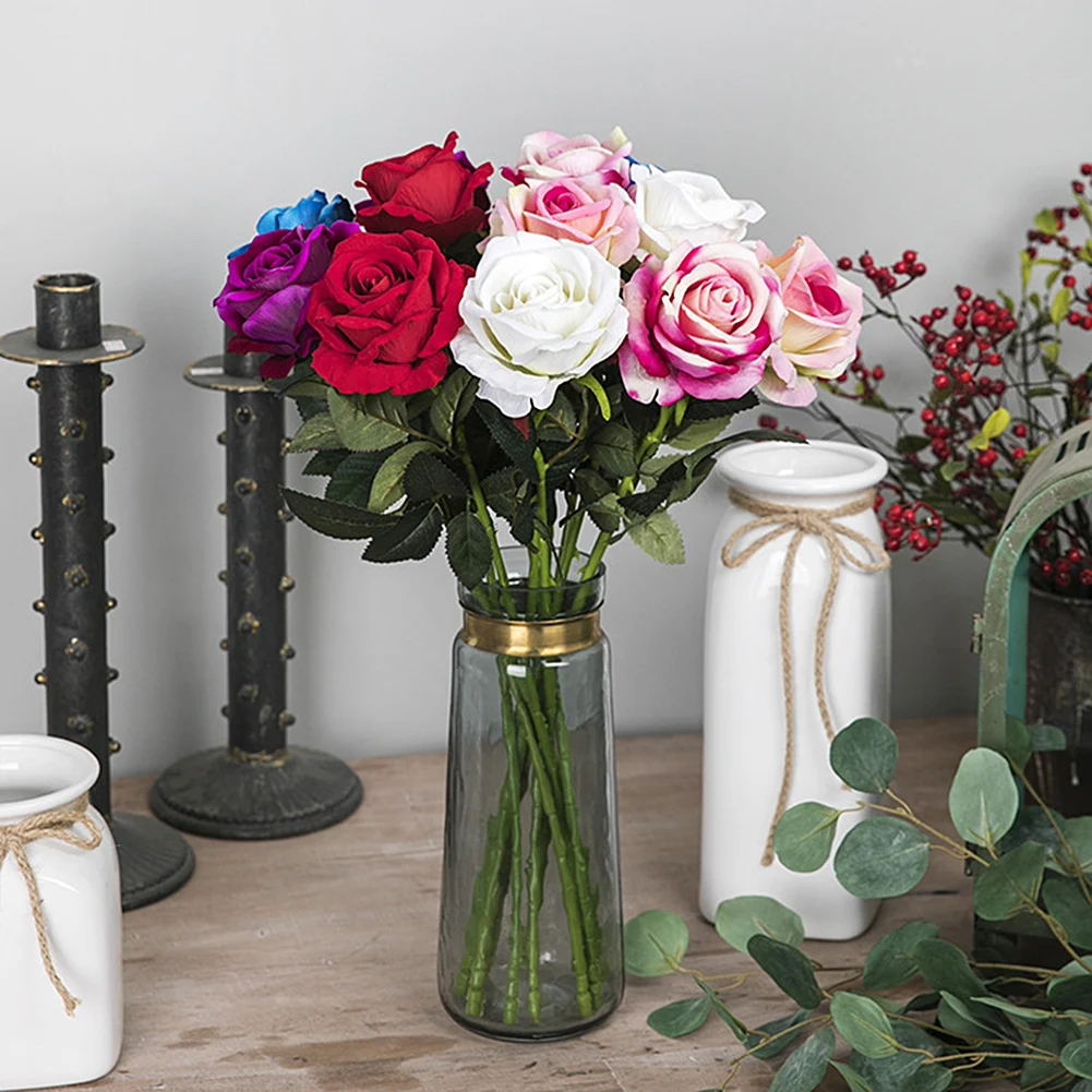 

simulation silk flower single lover rose wedding arrangement road lead flower living room decoration fake flower home decoration