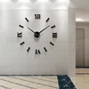 2022 nouvelle décoration de la maison grand 27/47 pouces miroir horloge murale design moderne 3D bricolage grand décoratif horloge murale montre mur unique cadeau ► Photo 3/6