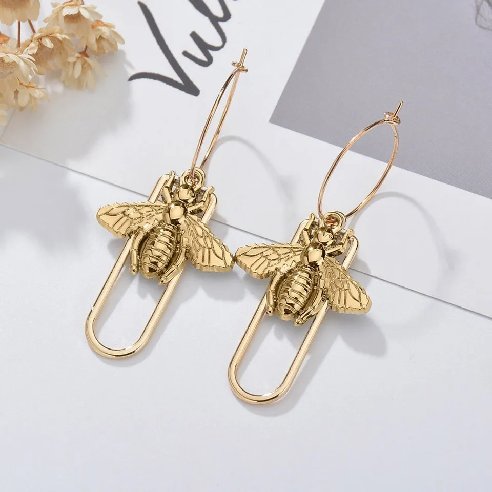 Individuality Gold&Sliver Insect Drop Earrings For Women Special Fashion Design Jewelry Classic Decoration Earrings Gold
