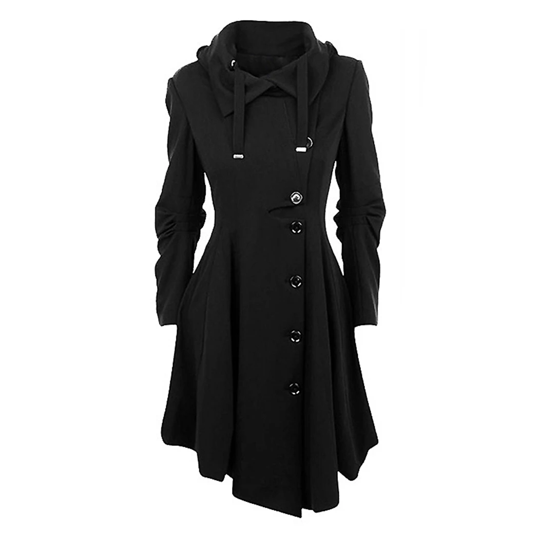 Kenancy Plus Size 7XL Gothic Hooded Coat Long Overcoat Punk