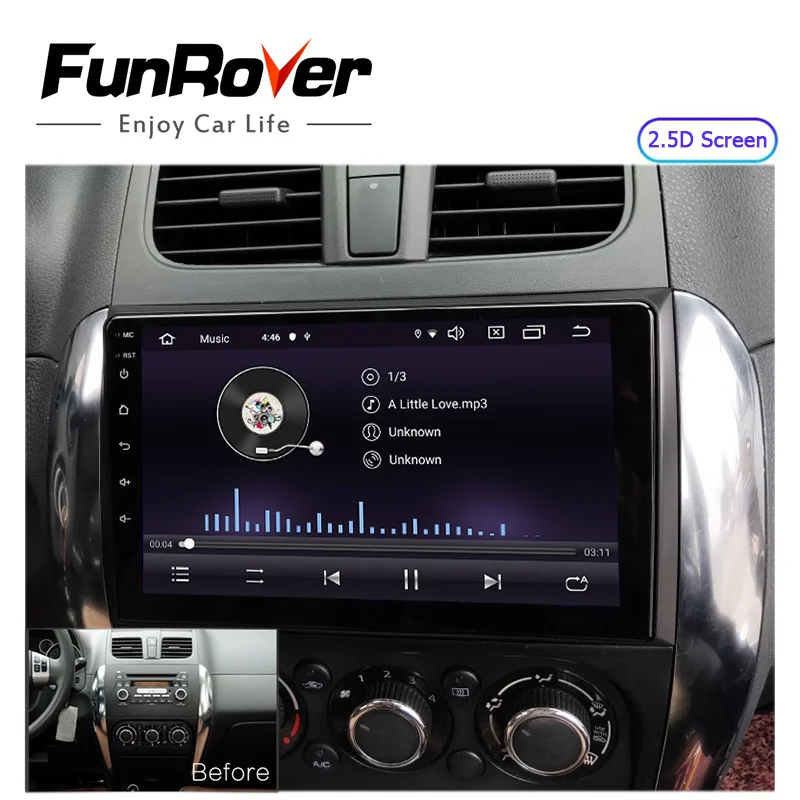 Clearance FUNROVER 2G RAM android 9.0 2.5D+IPS car dvd multimedia player navigation gps For Suzuki SX4 2006-2013 2 din car radio vedio DSP 1