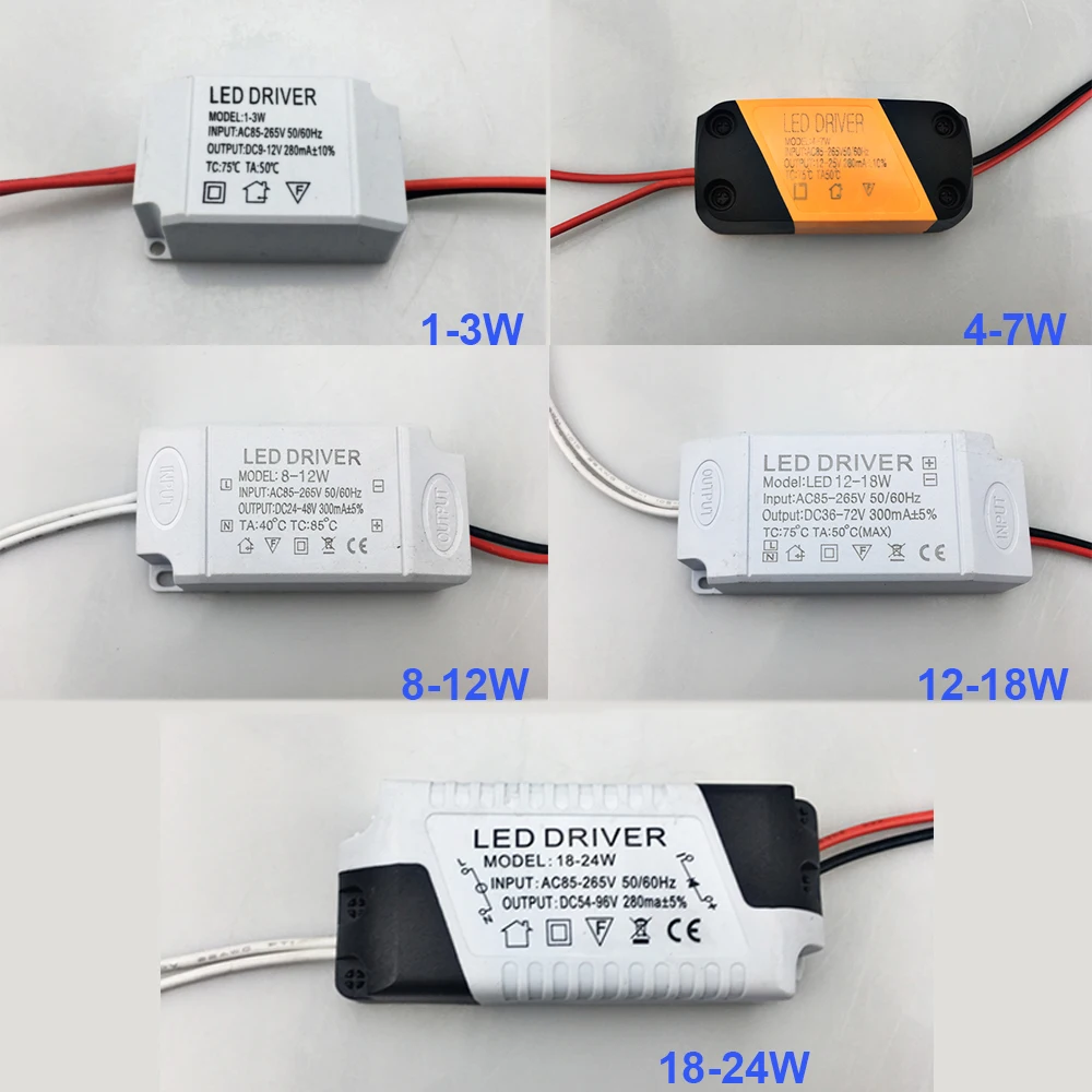 Светодиодный адаптер постоянного тока 1-3 4-7 8-12 25-36 Вт входная плата 85-265 в трансформатор для Светодиодный источник питания