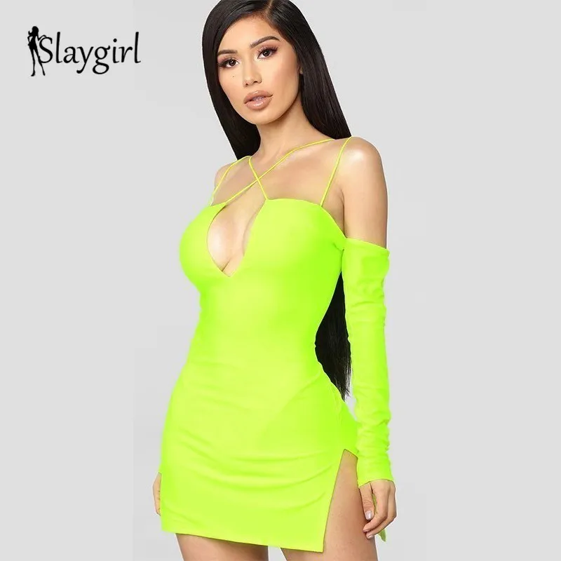 Женское облегающее мини платье на бретельках Slaygirl летнее Бандажное с открытой