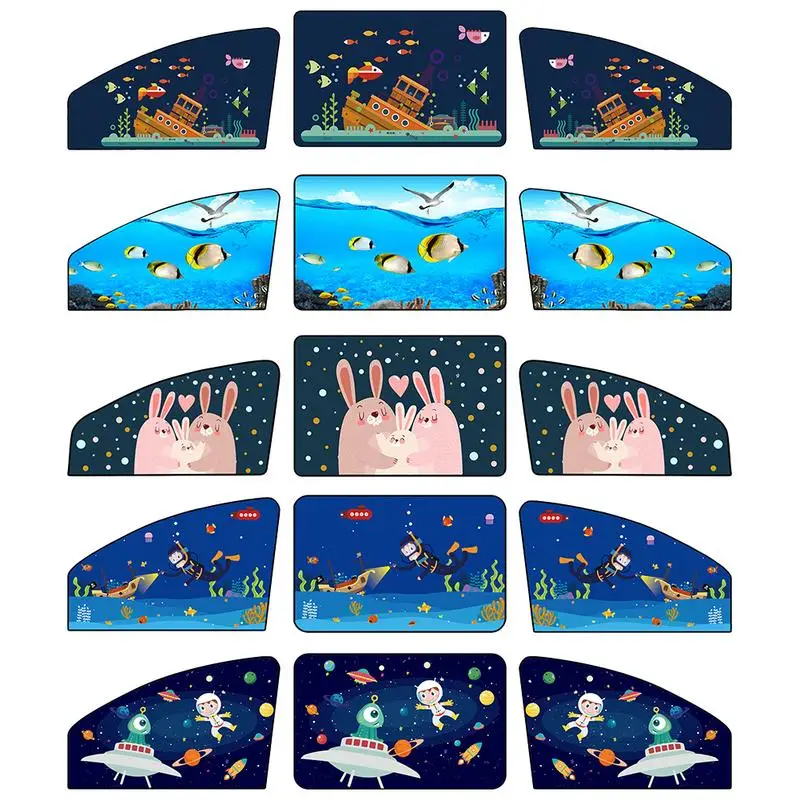

Cartoon Magnetic Sun Shade Polyester Sun Protection Heat Insulation Car Sun Blind Easy To Install Colorfast Fast Delivery